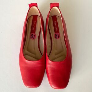 FRANCO SARTO Vana Red Leather Ballet Flats Size 10 EUC